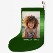 Retro Stripes - Christmas Green - Einfaches Foto Kleiner Weihnachtsstrumpf (Rückseite)