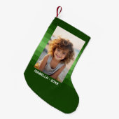 Retro Stripes - Christmas Green - Einfaches Foto Kleiner Weihnachtsstrumpf (Vorderansicht (hängend))