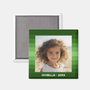 Retro Stripes - Christmas Green - Einfaches Foto Magnet