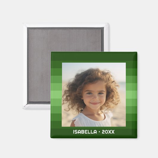 Retro Stripes - Christmas Green - Einfaches Foto Magnet (Vorderseite/Rückseite)