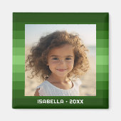 Retro Stripes - Christmas Green - Einfaches Foto Magnet (Vorne)