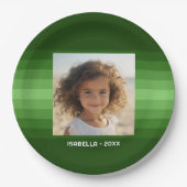 Retro Stripes - Christmas Green - Einfaches Foto Pappteller (Vorderseite)