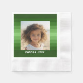 Retro Stripes - Christmas Green - Einfaches Foto Serviette (Vorderseite)