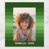 Retro Stripes - Christmas Green - Einfaches Foto Weinetikett (Einzelnes Label)