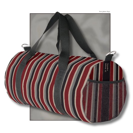 Retro Stripes Classic Dark Red Blue Beige Duffle Bag