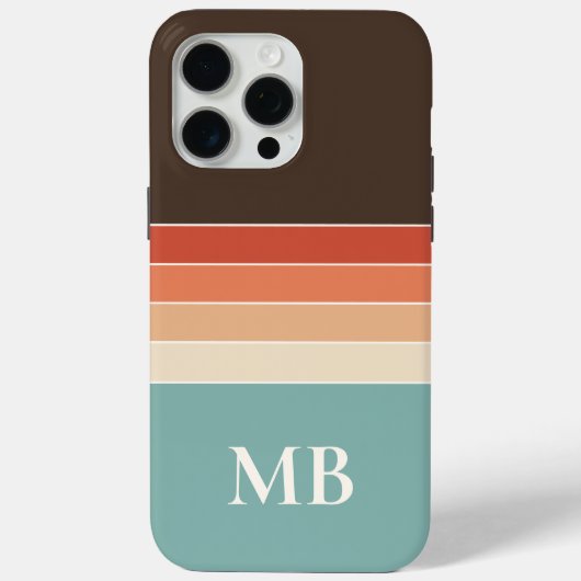 Retro Stripes Custom Monogram Case-Mate iPhone Hülle (Rückseite)