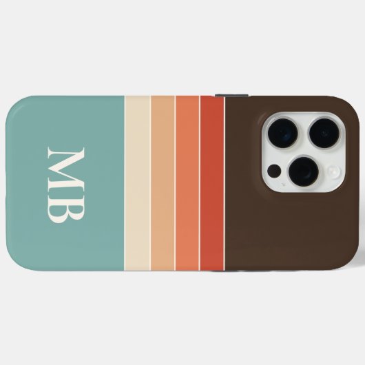 Retro Stripes Custom Monogram Case-Mate iPhone Hülle (Rückseite (Horizontal))
