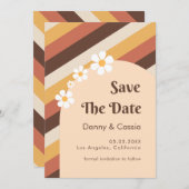 Retro Stripes & Daisy Floral 60er 70er Groovy Hipp Einladung (Vorne/Hinten)