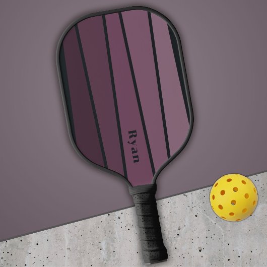 Retro Stripes Dark Eggplant Colors Pickleball Schläger