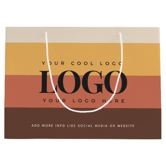 Retro Stripes farbiges Add Custom Business Logo Große Geschenktüte (Vorderseite)