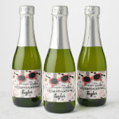 Retro Stripes Flamingos Palms Sonnenbrille Mini Schaumweinetikett (Flaschen)