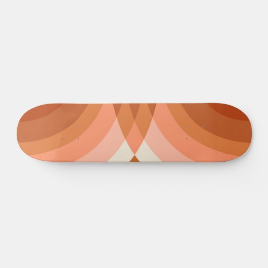 Retro Stripes Geometric Boho 70er Peach & Brown Skateboard (Horizontal)