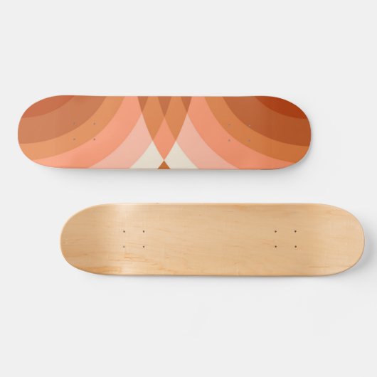 Retro Stripes Geometric Boho 70er Peach & Brown Skateboard (Horizontal)