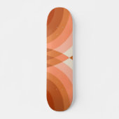 Retro Stripes Geometric Boho 70er Peach & Brown Skateboard (Vorne)