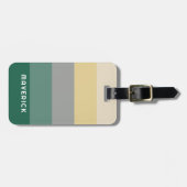 Retro Stripes Green Gray Simple Sans Serienname Gepäckanhänger (Vorderseite horizontal)