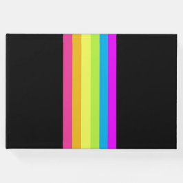 Retro Stripes Guest Book (Black & Neon Multi) Gästebuch
