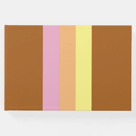 Retro Stripes Guest Book (Orange Multi) Gästebuch (Vorderseite)