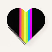 Retro Stripes Heart Notebook (Black & Neon Multi) Notizblock (Vorderseite)