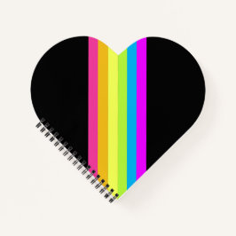 Retro Stripes Heart Notebook (Black & Neon Multi) Notizblock
