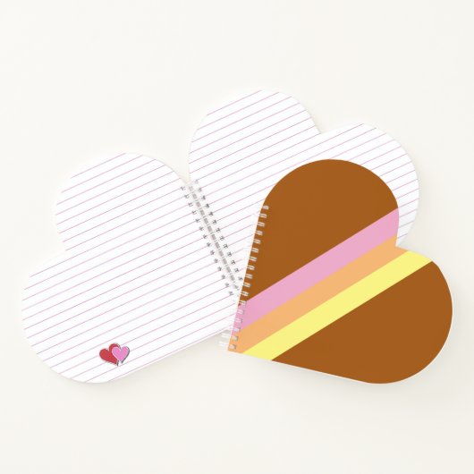 Retro Stripes Heart Notebook (Orange Multi) Notizblock (Innenseite)