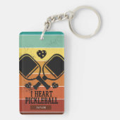 Retro Stripes I Hecht Pickleball Individuelle Name Schlüsselanhänger (Rückseite)