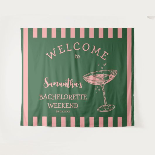 Retro Stripes Junggeselinnen-Abschied Hintergrundc Wandteppich (Vorderseite (Horizontal))