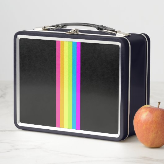 Retro Stripes Metal Lunchbox (Black & Neon Multi) (Beispiel)
