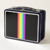 Retro Stripes Metal Lunchbox (Black & Neon Multi) (Vorderseite)