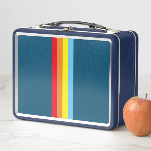 Retro Stripes Metal Lunchbox (Navy Blue Multi) (Beispiel)
