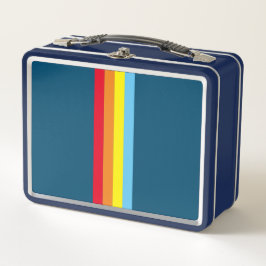 Retro Stripes Metal Lunchbox (Navy Blue Multi)
