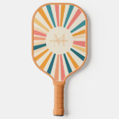 Retro Stripes Monogramm Individuelle Name Pickleball Schläger (Rückseite)