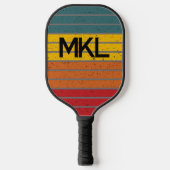 Retro Stripes monogramm Pickleball Schläger (Vorderseite)