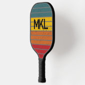 Retro Stripes monogramm Pickleball Schläger (Links)