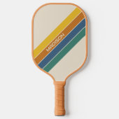 Retro Stripes Monogramm Pickleball Schläger (Vorderseite)