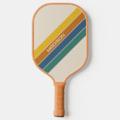 Retro Stripes Monogramm Pickleball Schläger (Rückseite)