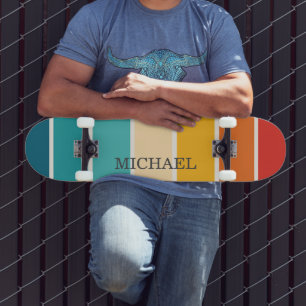 Retro Stripes Monogramm Skateboard