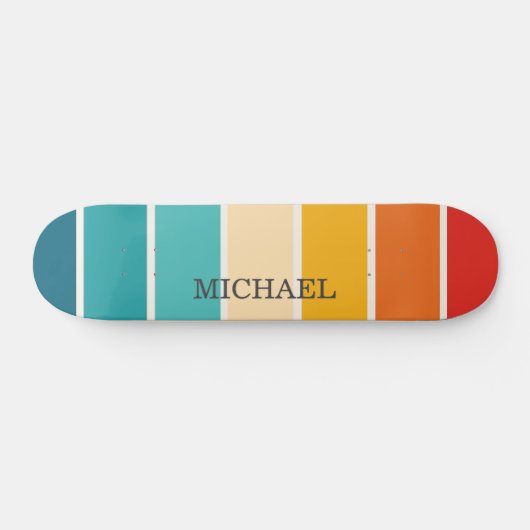 Retro Stripes Monogramm Skateboard (Horizontal)