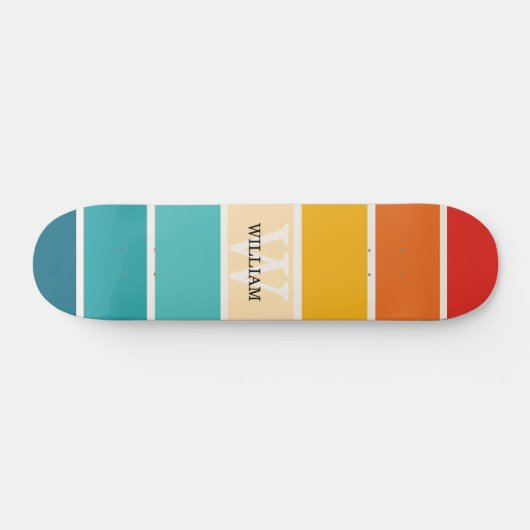Retro Stripes Monogramm Skateboard (Horizontal)