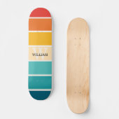 Retro Stripes Monogramm Skateboard (Vorderseite)