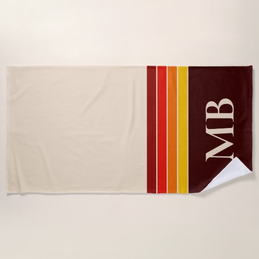Retro Stripes Monogramm Strandtuch (Vorderseite)
