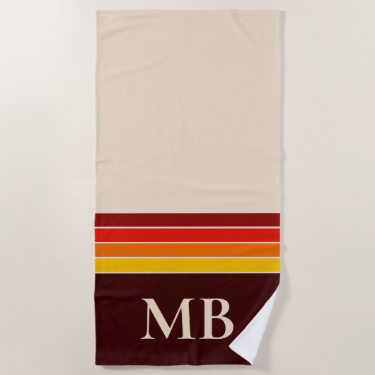 Retro Stripes Monogramm Strandtuch (Vorderseite)