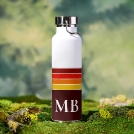 Retro Stripes Monogramm Trinkflasche