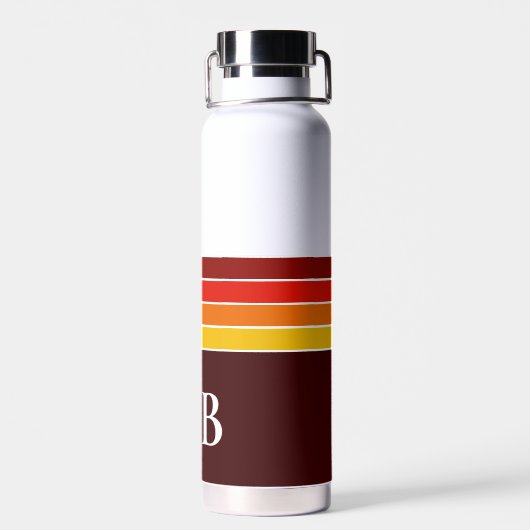 Retro Stripes Monogramm Trinkflasche (Rückseite)