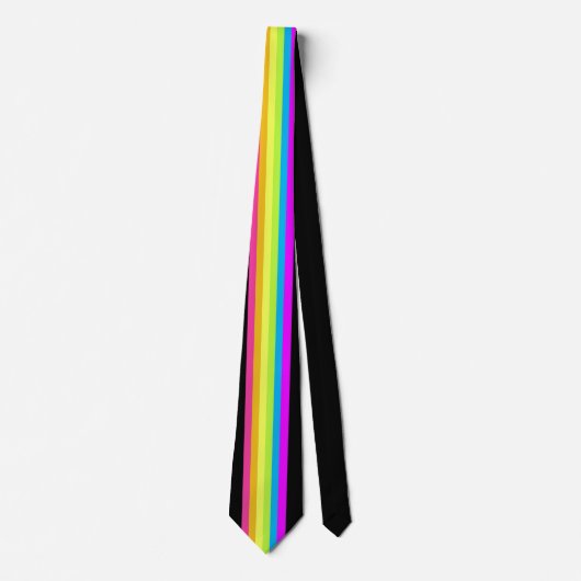 Retro Stripes Neck Tie (Black & Neon Multi) Krawatte (Vorderseite)