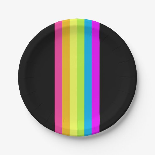Retro Stripes Paper Teller (Black & Neon Multi) (Vorderseite)