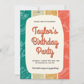 Retro Stripes Picnic Geburtstag Einladung (Vorderseite)