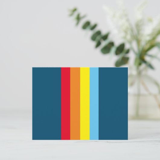 Retro Stripes Postkarte (Navy Blue Multi) (Stehend Vorderseite)