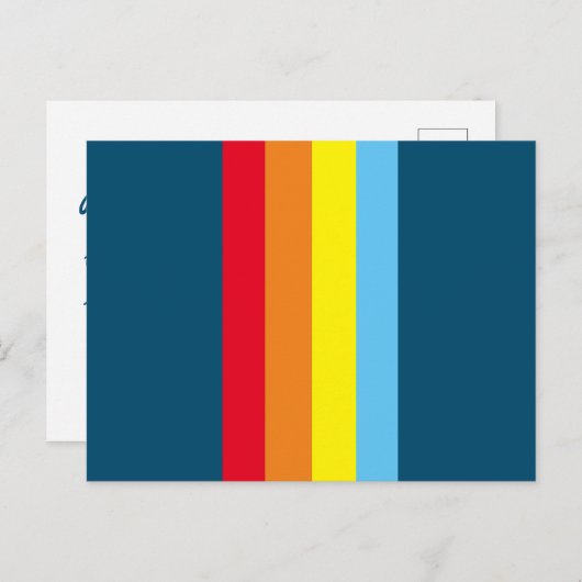 Retro Stripes Postkarte (Navy Blue Multi) (Vorne/Hinten)