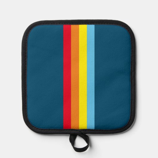 Retro Stripes Pot Holder (Navy Blue Multi) Topflappen (Vorderseite)