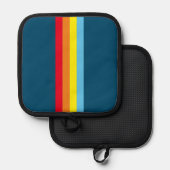 Retro Stripes Pot Holder (Navy Blue Multi) Topflappen (Vorderseite/Rückseite)